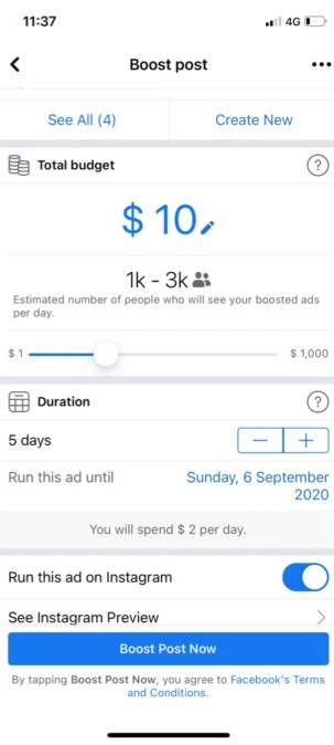 Facebook budget control reference