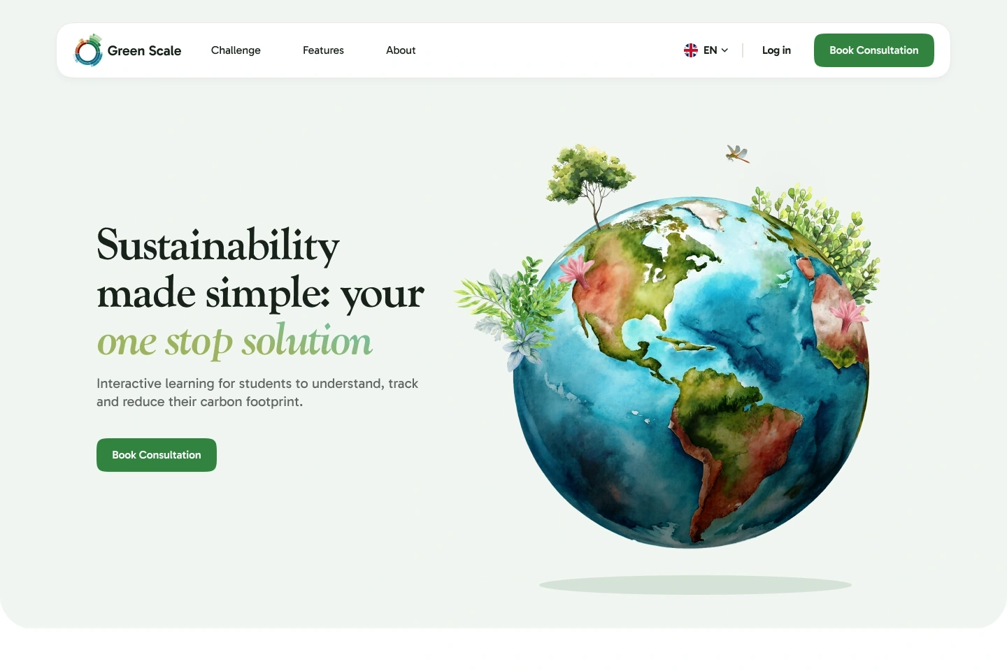 Static homepage hero design before motion